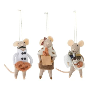 Bloomingville – Souris à suspendre en laine Peo (Set de 3)